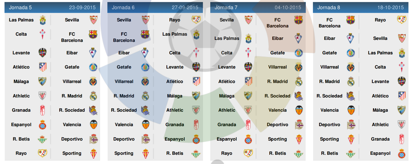 Jadwal Liga Spanyol 15 16 La Liga Liga va Jadwal2 Com