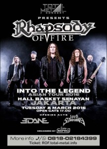 Rhapsody of Fire - Into Legend Indonesia Tour - 2016